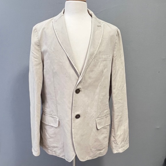 Napapijri Other - Napapijri Blazer Mens XL Beige Linen Blend Unstructured Herringbone Neutral